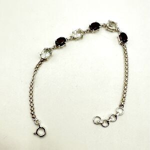 NWOT 7" Rhodalite Garnet and white topaz bracelet in sterling silver!